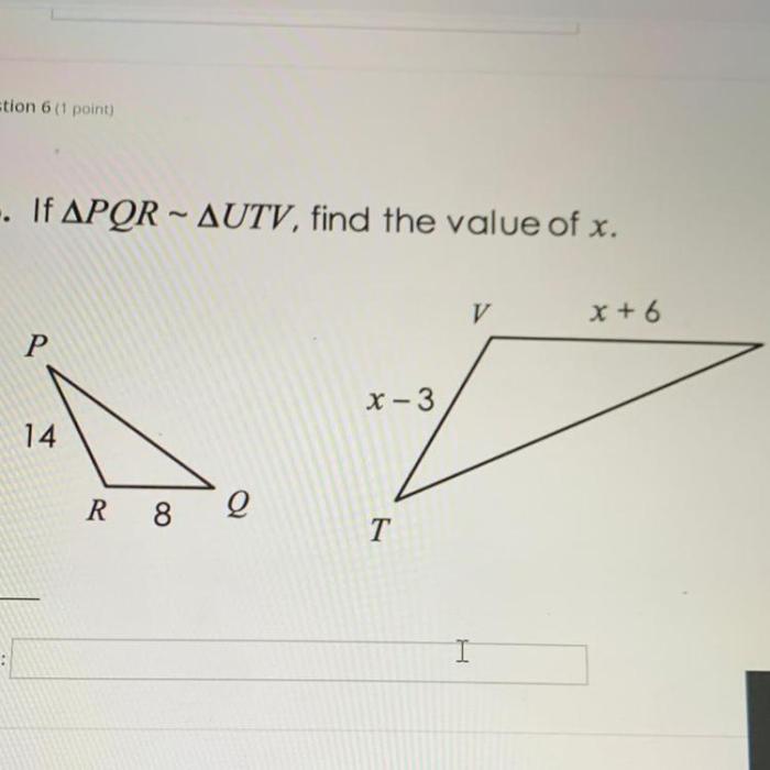 If pqr utv find the value of x