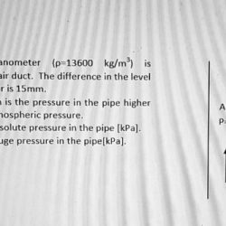 A mercury manometer is connected to an air duct